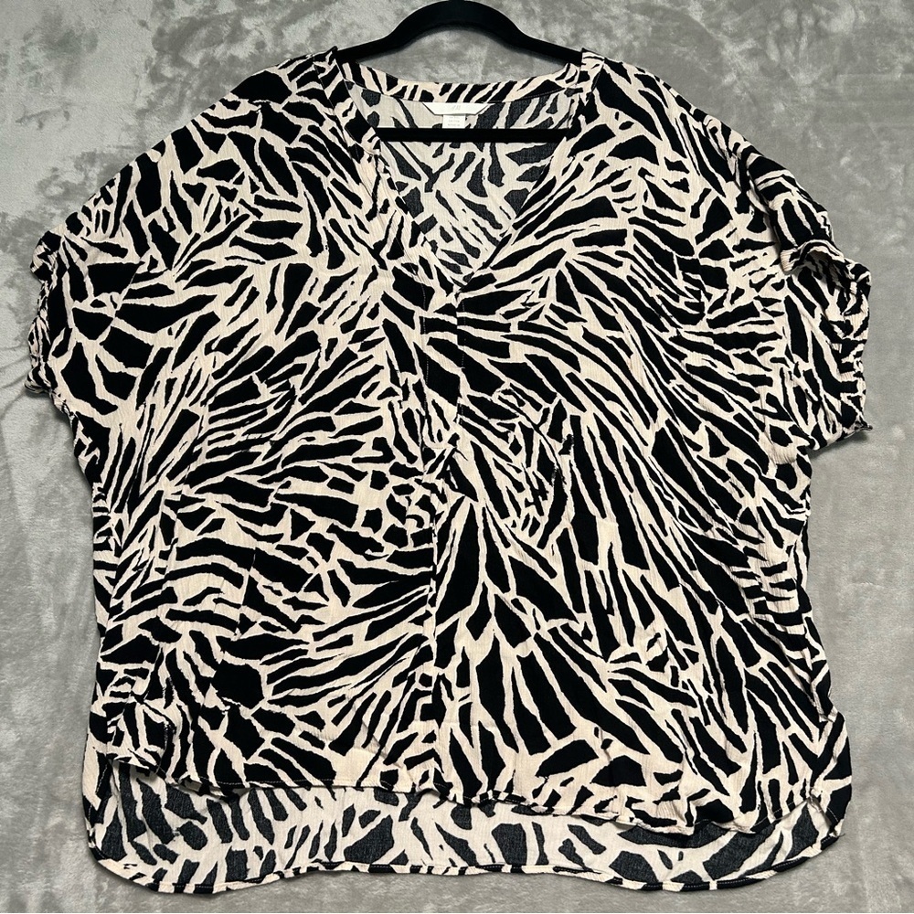 H&M Boxy Blouse Top Women’s XXL Zebra Cap Sleeve Gauze